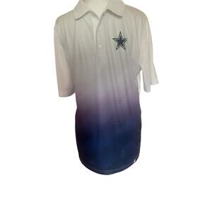 Dallas Cowboys Men's Medium  Fanatics White Blue Gradient  Polo Shirt